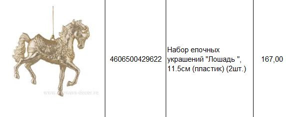 4606500429622 Набор елочных украшений Лошадь , 11.5см (пластик) (2шт.) 167.JPG