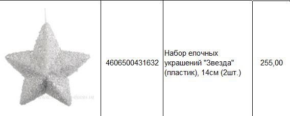 4606500431632 Набор елочных украшений Звезда (пластик), 14см (2шт.) 255.JPG