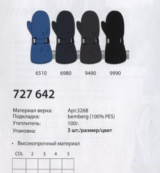 Зимние рукавички Lassie арт. 727642 Цена 316,88 руб. цвет темно-синий (6980).jpg