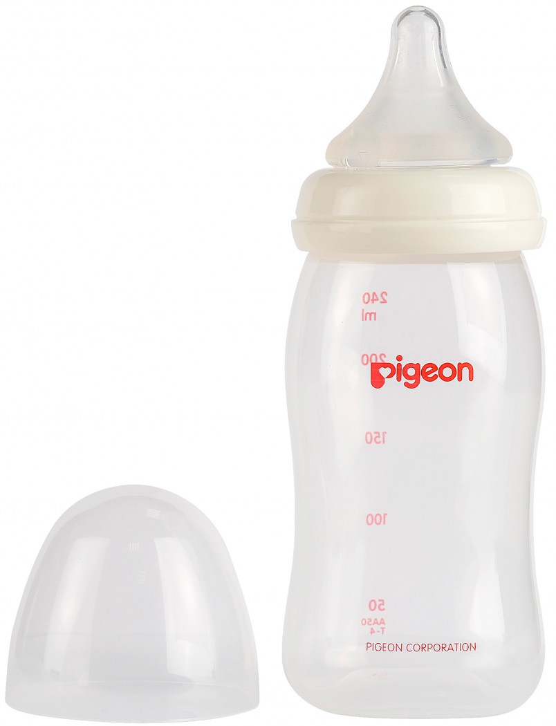 Бутылочка для кормления Перистальтик Плюс Pigeon с широким горлом 240мл PP, отверстие М от 3 мес - 471,13 руб