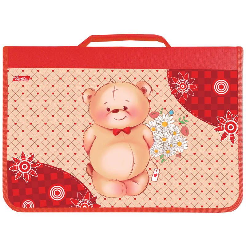 Папка для труда 1 отделение, А4, Lovely bear, картон, с ручкой, на молнии 204,12.bmp