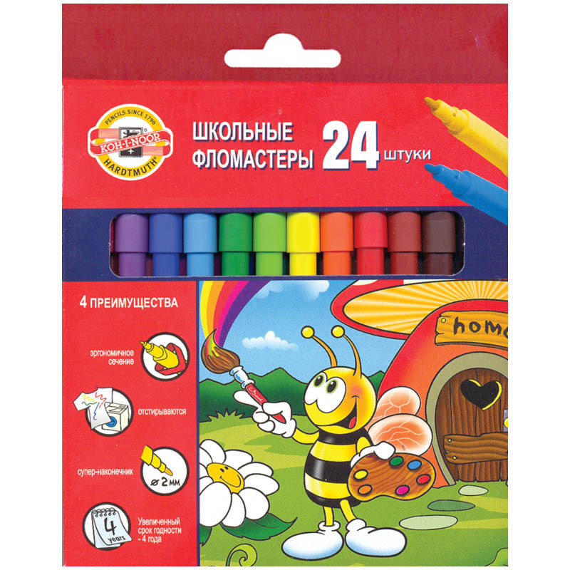 Фломастеры Пчелка Утята 24цв., трехгран., картон. уп., европодвес 147,96.jpg