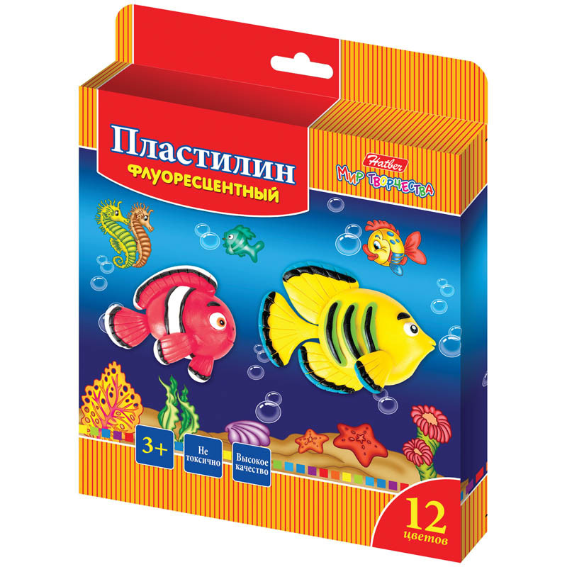 Пластилин Морская семейка 12 цветов, 180гр, восковой, флуоресцентный, со стеком 52,42.jpg