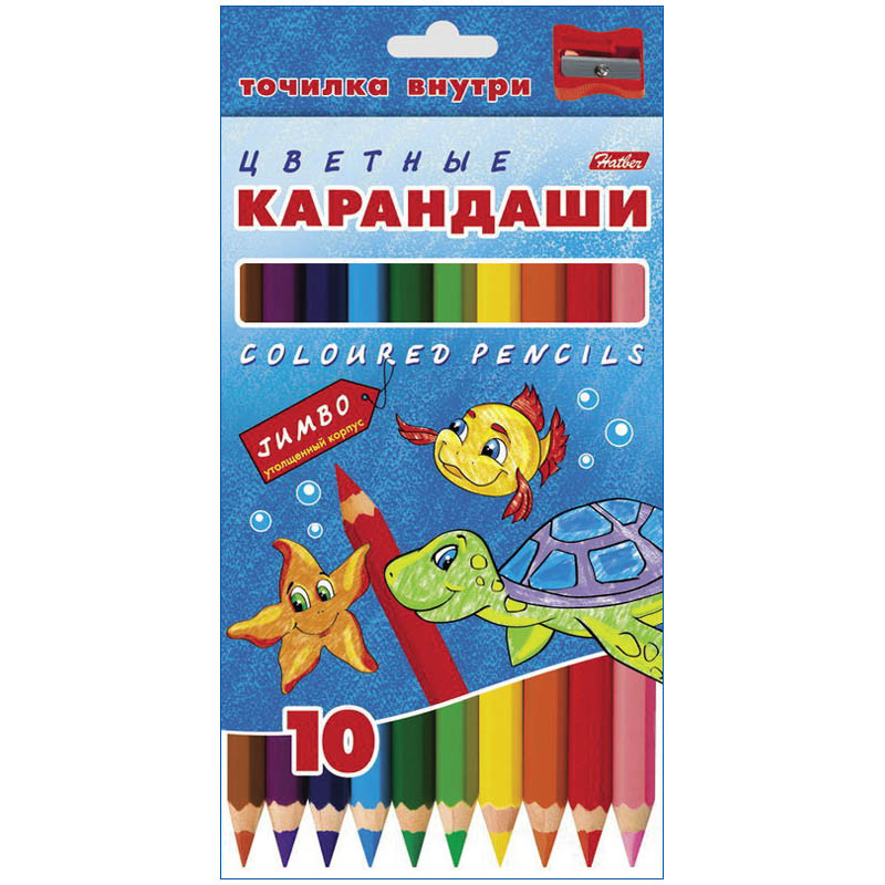 Карандаши Jumbo Морская семейка 10цв., утолщенные, картон. уп., европодвес 187,20.jpg