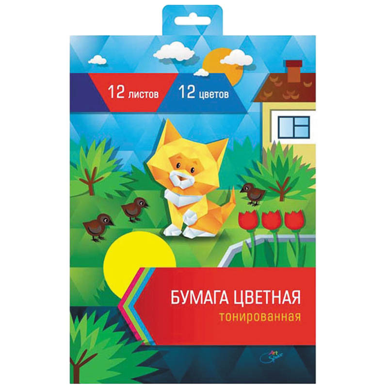 Цветная бумага А4 12л. 12цв., тонированная, в папке с европодвесом 39,72.jpg
