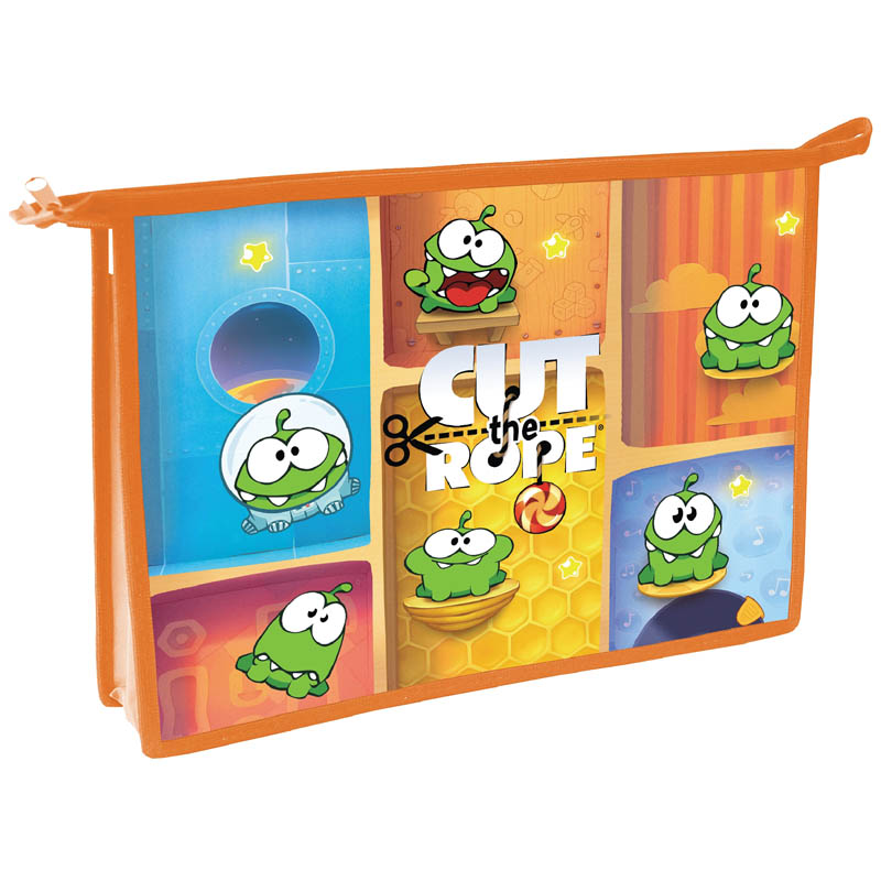 Папка для тетрадей 1 отделение, А4, Cut the rope, пластик, круп квадр на молнии 90,38.bmp