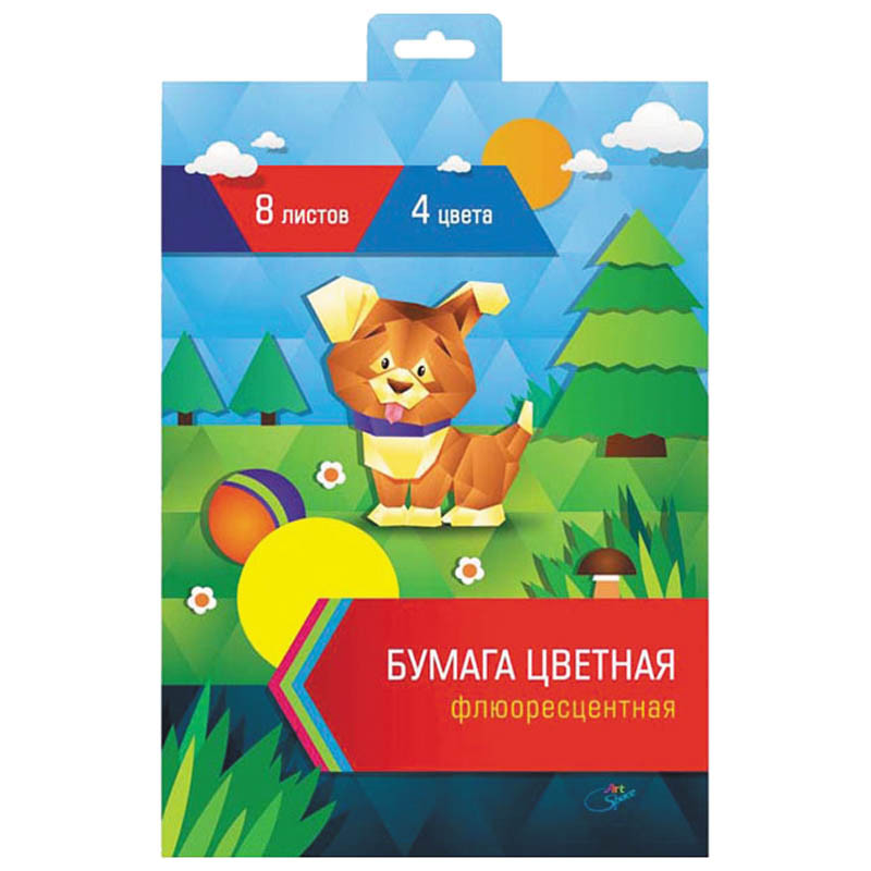 Цветная бумага А4 8л. 4цв., флюоресцентная, в папке с европодвесом 32,36.jpg