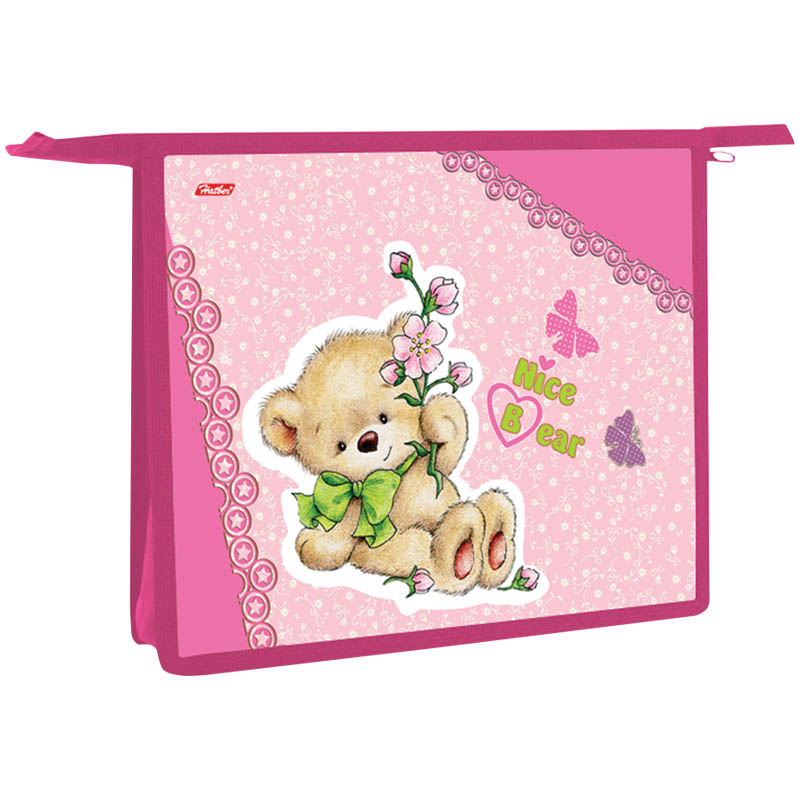 Папка для тетрадей 1 отделение, А5, Nice bear, пластик, на молнии 93,93.bmp