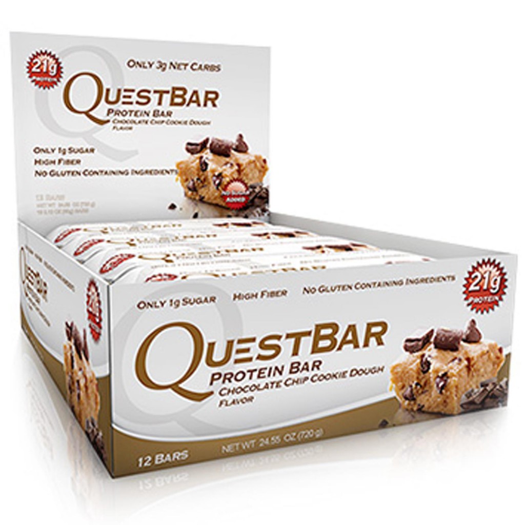 Quest Nutrition, Questbar, Protein Bar, Chocolate Chip Cookies Dough, 12 Bars, 2.1 oz (60 g) Each