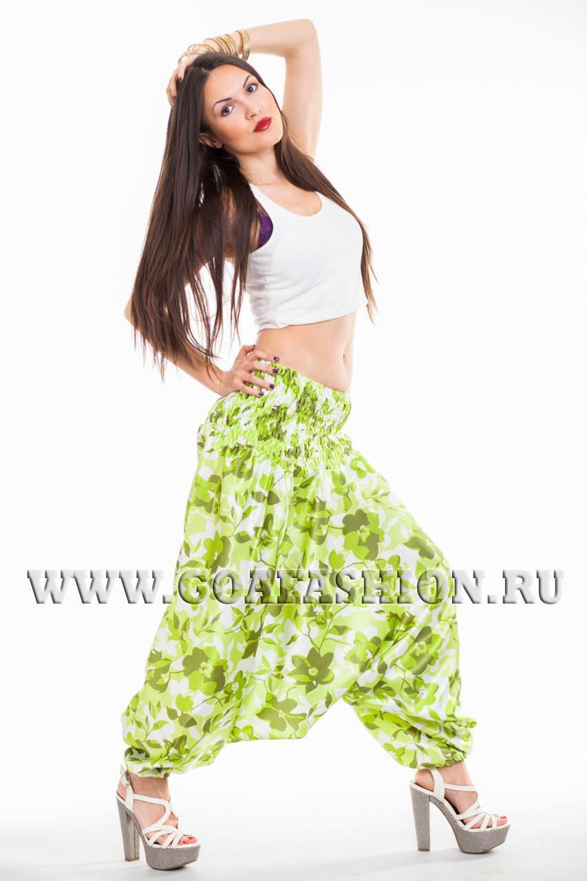 Штаны алладины зелено-белые.550р