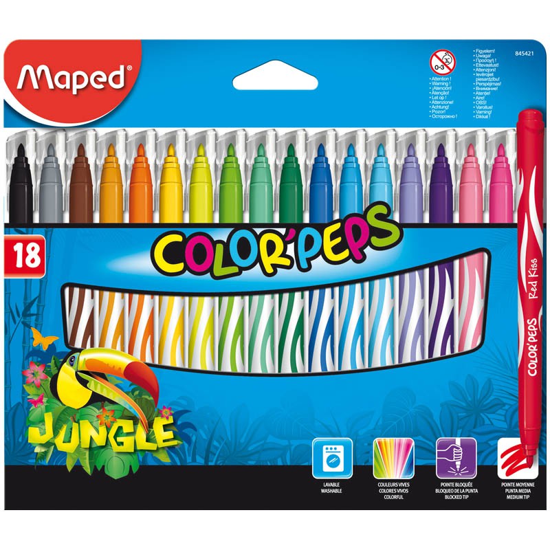 Фломастеры JUNGLE, Мапед 18цв., утолщенные, смываемые, картон.уп. 187,34.jpg