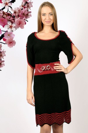 Платье контрастное трикотажное с ремнем. Арт.7139 р-ры 36-42 980р.jpg