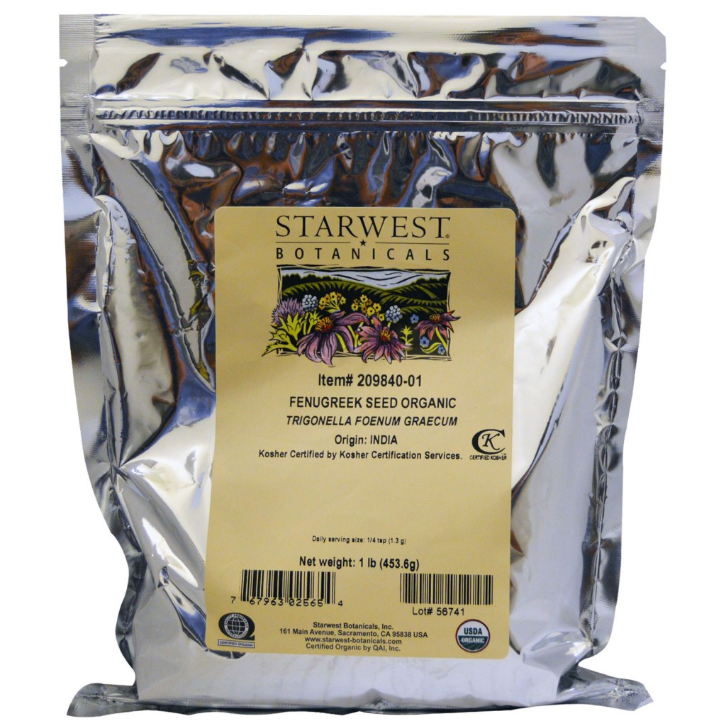 Starwest Botanicals, Fenugreek Seed Organic, 1 lb (453.6 g)