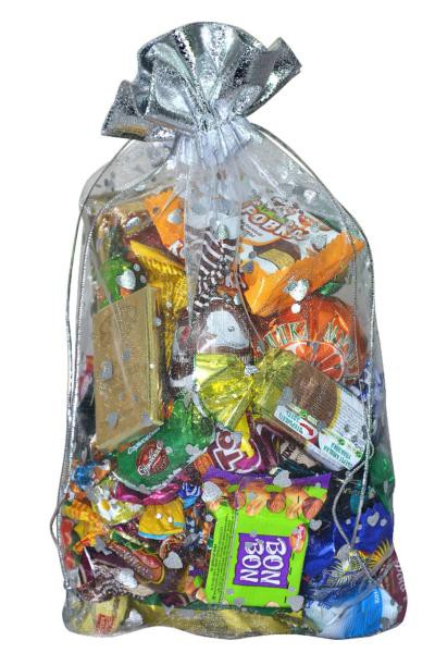 ПОДАРОЧНЫЙ МЕШОК ИЗ ОРГАНЗЫ СЕРДЦА белый 29 р.