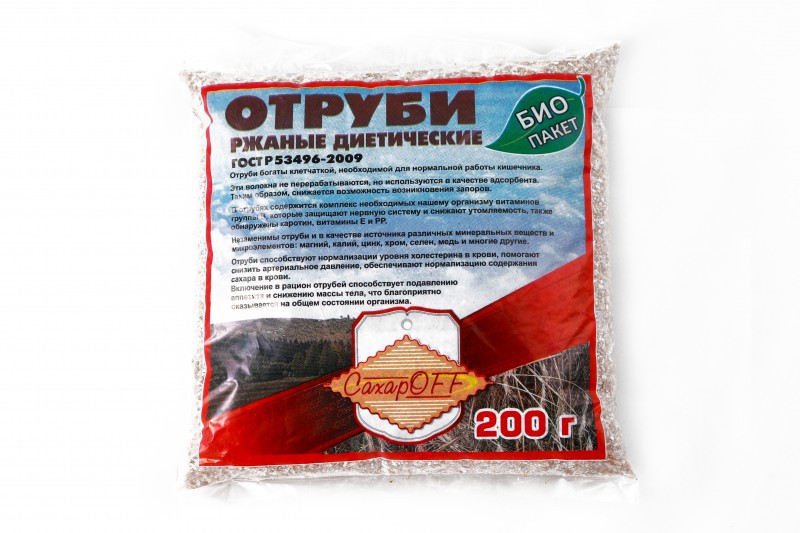 Отруби СахарOFF Ржаные диетические 200г 6 мес 22,00