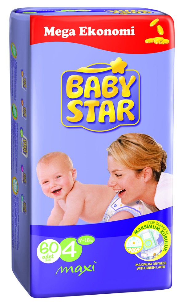 BABYSTAR JUMBO MAXI 60 x 3 (7-18 kg)    690 .