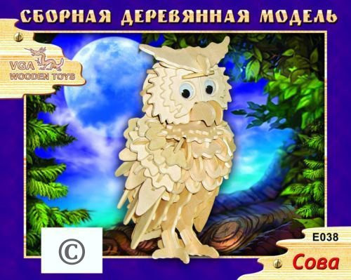VGA.E038 Сборная деревянная модель Сова 17,5х9,5х10,5 см. 166,32 руб.jpg
