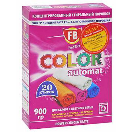 (947186) FeedBack Color super automat стиральный поршок для белого и цветного белья 20стирок. Концентрат 900г=3,6кг - 273,66 руб