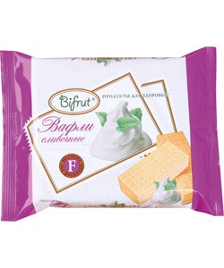 60 гр Bifrut Вафли СЛИВОЧНЫЕ на фруктозе * 28 шт.(КВАДРАТНЫЕ)