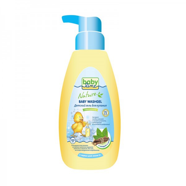 BABYLINE NATURE Гель для купания с мятой и солодкой, с дозатором