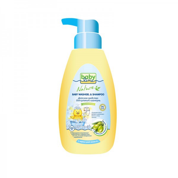 BABYLINE NATURE Средство для купания и шампунь с маслом оливы, с дозатором