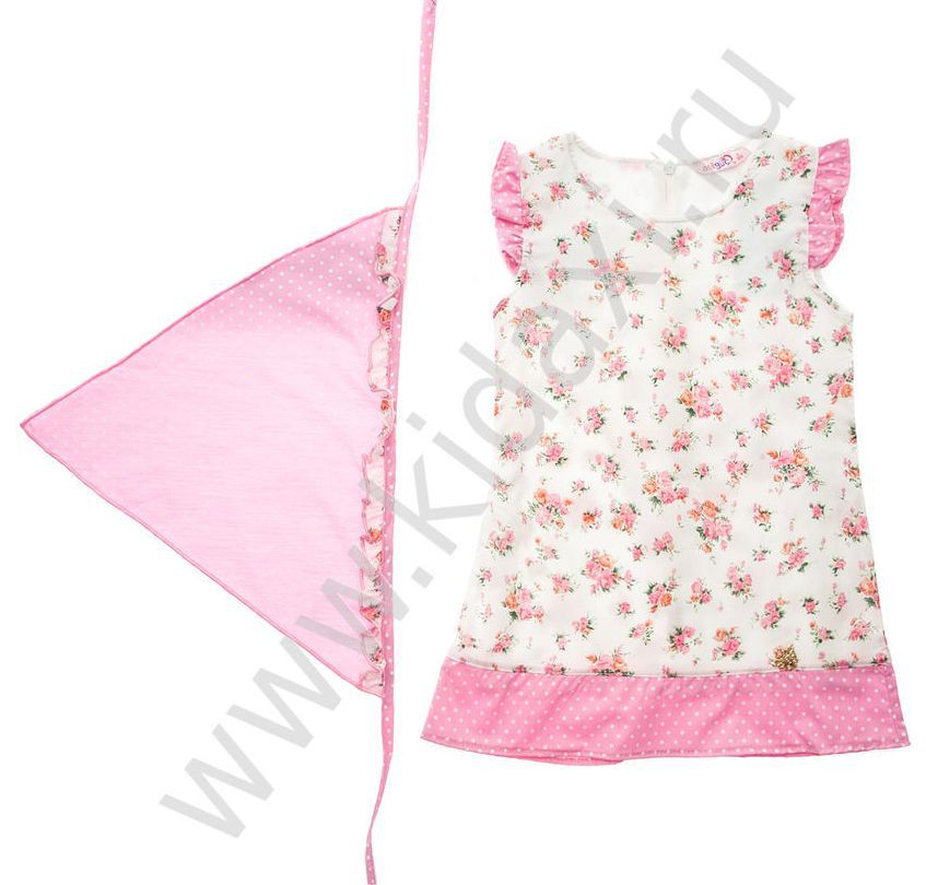 5201-1, Летнее платье на подкладке + бандана . Застёжка-молния сзади. Розовый, ряд 2-3-4 года, АКЦИЯ-394,4р (старая цена 646р).jpg