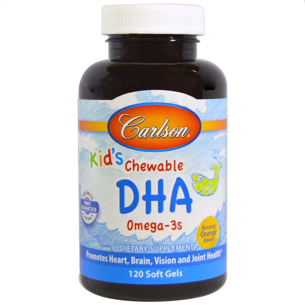 Carlson Labs, Kids Chewable DHA, Bursting Orange Flavor, 120 Soft Gels