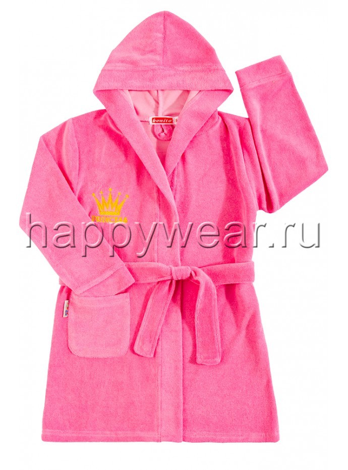 BK130HV Банный халат для девочек,100% хлйпок,цвет розовый  РЯД 6-7  7-8  9-10 ЦЕНА 475 рубл