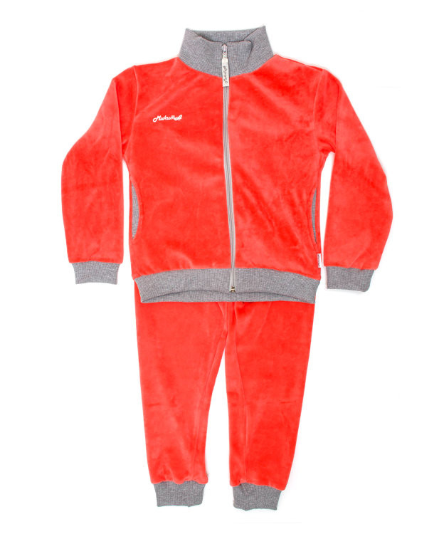 Костюм велюровый, 102415-2526, цвет: коралловый+сер.меланж. 990 руб. Р-ры 98-134.