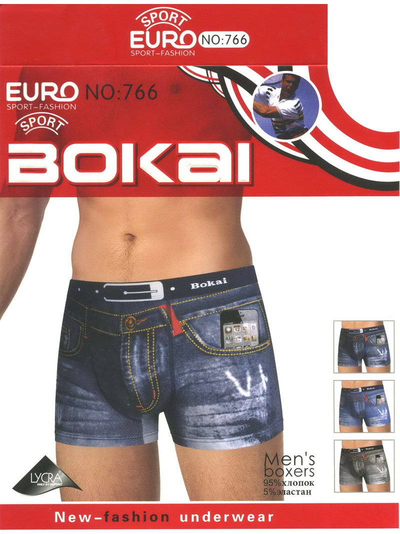 Трусы мужские Bokai 766 боксеры хлопок L-3XL 72 руб