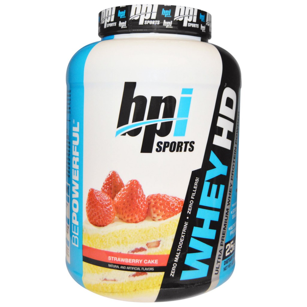 BPI Sports, Whey HD, Ultra Premium Whey Protein Powder, Strawberry Cake, 4.5 lbs (2,040 g)