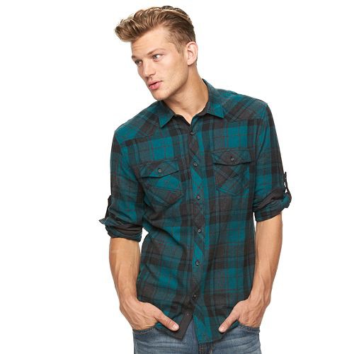 Men's Rock & Republic Plaid Flannel Button-Down Shirt   $25.00