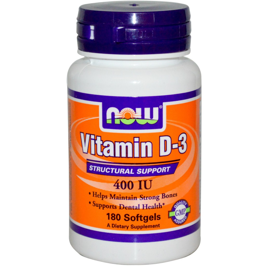 Now Foods, Витамин D-3, Структурная поддержка, 400 МЕ, 180 капсул