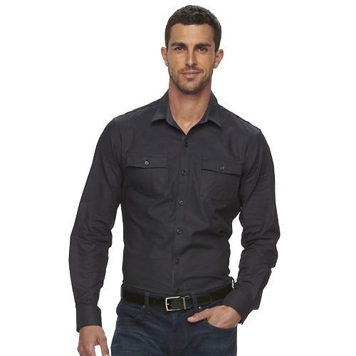 Men's Marc Anthony Slim-Fit Military Stretch Button-Down Shirt  $29.99