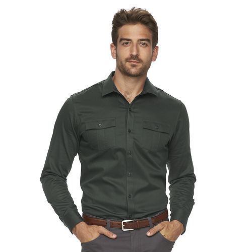 Men's Marc Anthony Slim-Fit Military Stretch Button-Down Shirt  $29.99