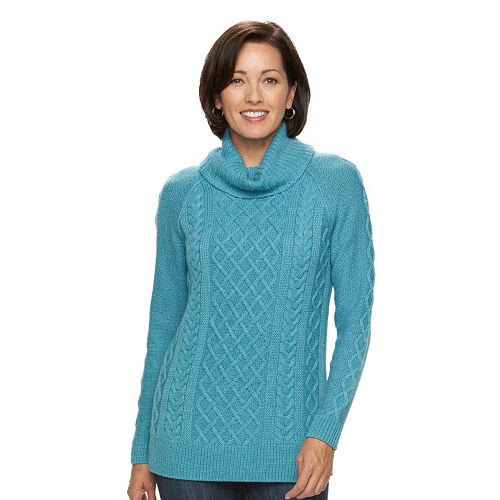 Women's Croft & Barrow(R) Cable-Knit Cowlneck Sweater   $24.99