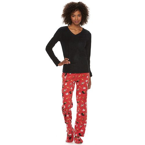 Women's Goodnight Kiss Pajamas: 3-Piece V-Neck Microfleece Pajama Set   $19.99