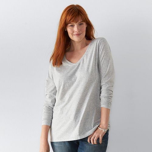 Plus Size SONOMA Goods for Life(TM) Essential Slubbed V-Neck Tee  $11.99