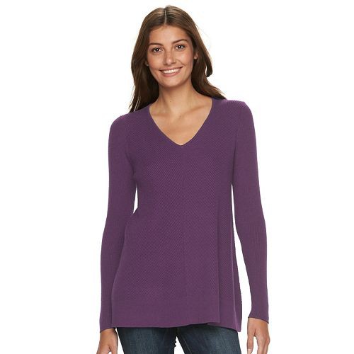 Women's Croft & Barrow(R) Ribbed V-Neck Swing Sweater   $29.99