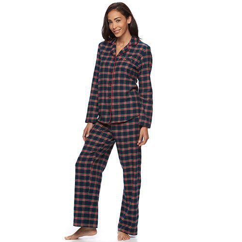 Women's Croft & Barrow(R) Pajamas: Flannel Notch Collar PJ Set   $19.99