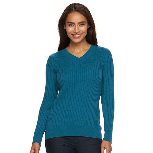 Women's Croft & Barrow(R) Essential Ribbed V-Neck Sweater   $12.99