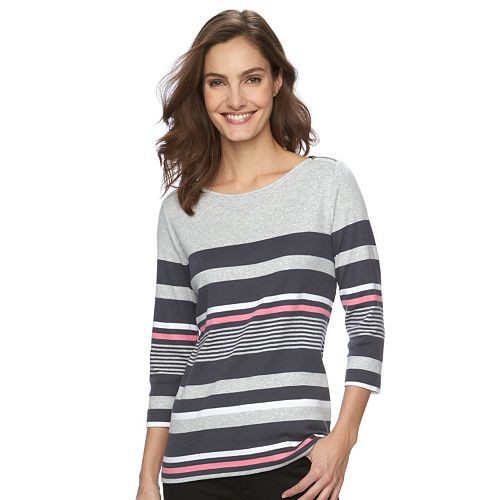 Women's Croft & Barrow(R) Embellished Boatneck Tee  $14.99