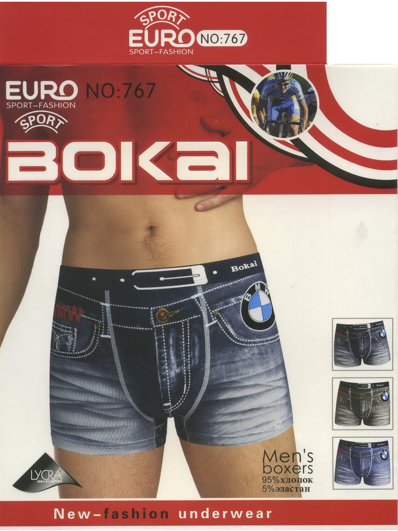 Трусы мужские Bokai 767 боксеры хлопок L-3XL 157 руб
