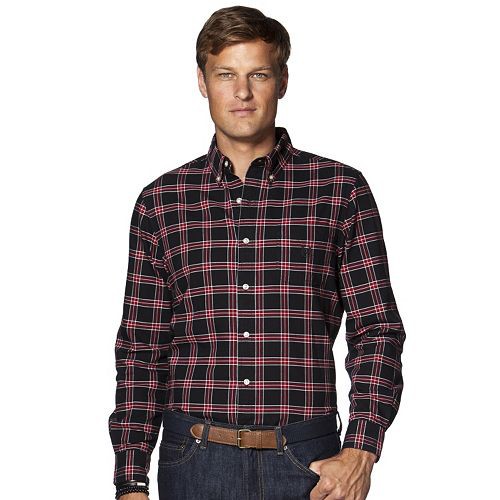 Men's Chaps Classic-Fit Oxford Checked Button-Down Shirt   $19.99