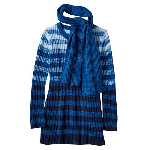 Girls 7-16 It's Our Time Marled Ombre Sweater Tunic with Scarf   $26.40 - $27.60