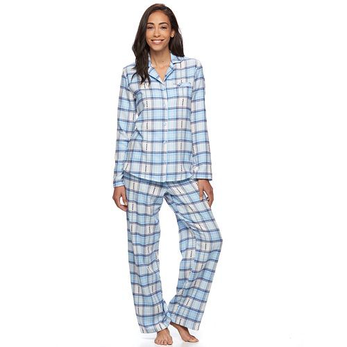 Women's Croft & Barrow(R) Pajamas: Flannel Notch Collar PJ Set   $19.99