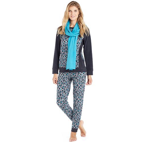 Women's Cuddl Duds Pajamas: Cozy Nights 3-Piece Pajama Set with Scarf   $34.99