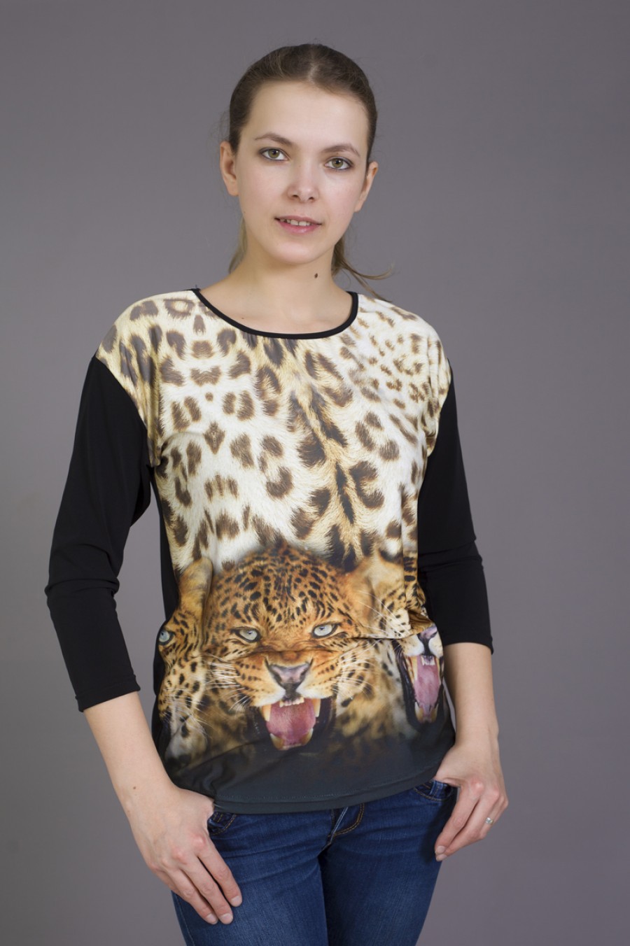 Кофта Леопард (Длинный рукав) (Арт.3-107), 390 руб.