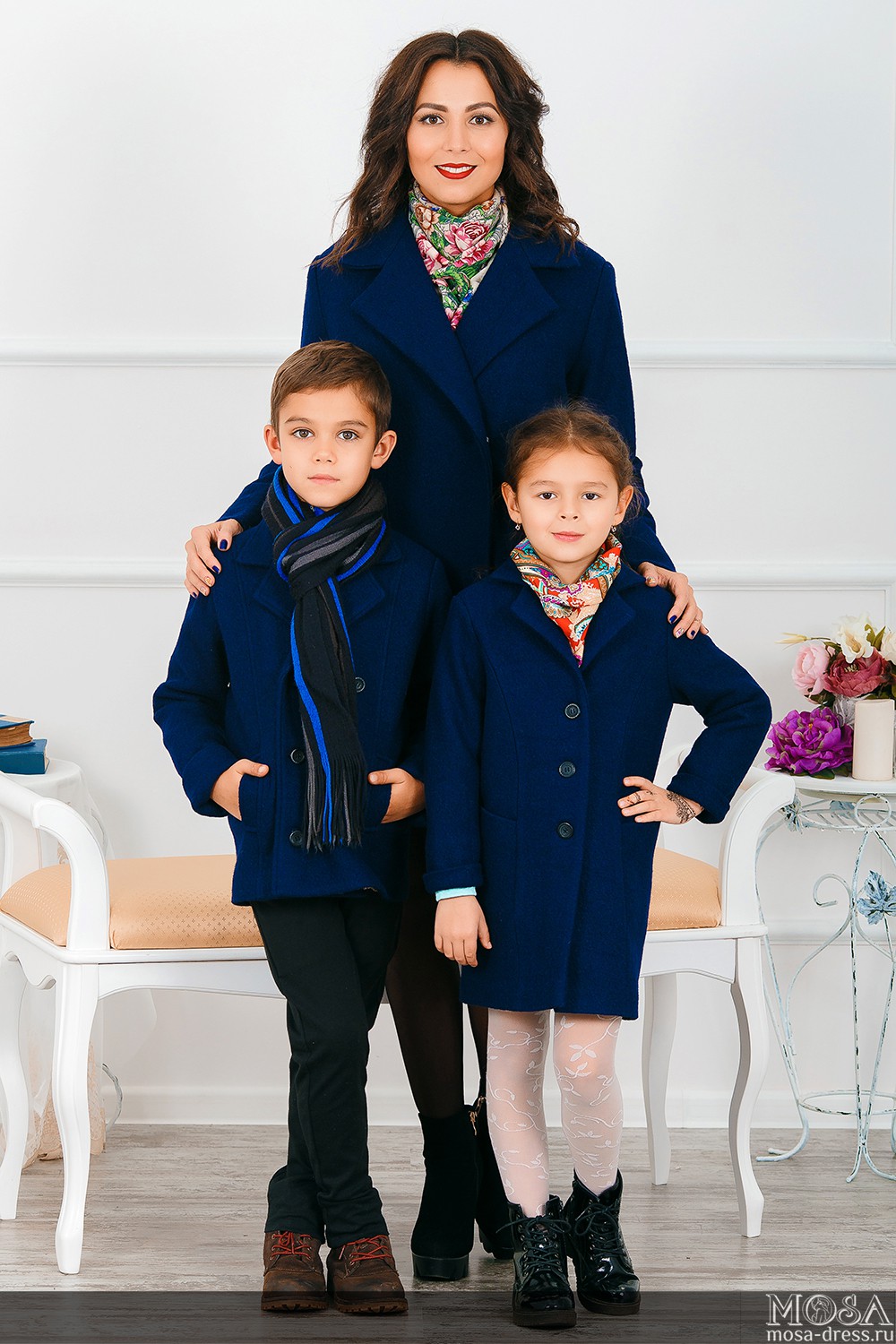 АКЦИЯ!!!!!!!!Комплект пальто в стиле Family Look М-248 СИНИЙ.jpg