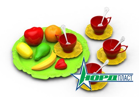 Волшебная Хозяюшка Набор фруктов и чайной посуды 18 предм. на подносе - 295,96 руб